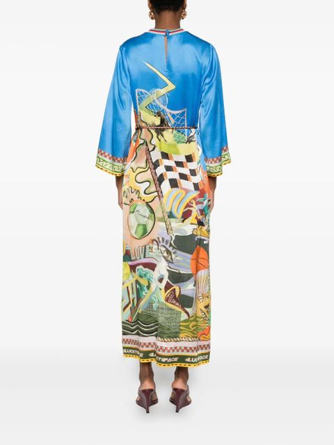 ALEMAIS v-neck printed maxi dress - Blue