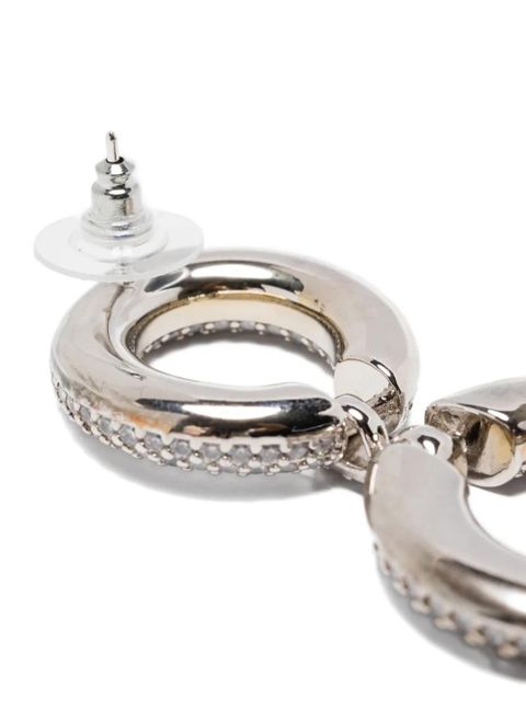 Self-Portrait double-circle embellished earrings - Silver
