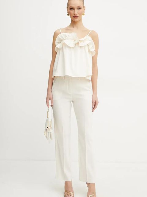 Marella spodnie LELLO damskie kolor beżowy proste high waist 2513131152200 - zdjęcie produktu nr 2