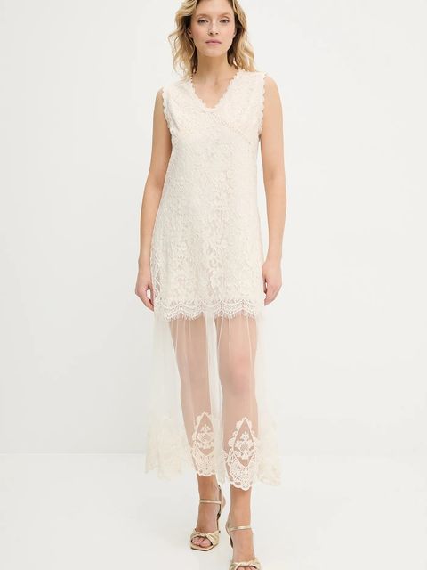 Answear.LAB sukienka kolor beżowy maxi rozkloszowana - zdjęcie produktu nr 2