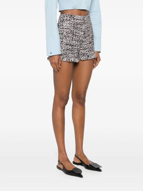 Self-Portrait tweed fringed shorts - Black