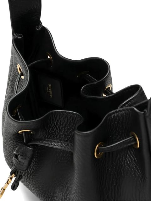 Saint Laurent logo-plaque drawstring crossbody bag - Black