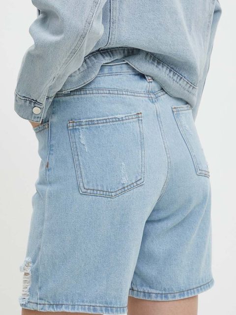 Answear.LAB szorty jeansowe damskie kolor niebieski gładkie high waist