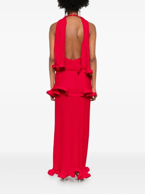 Rowen Rose ruffled pleated maxi dress - Red