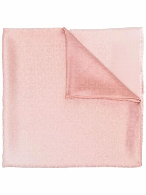 Ferragamo Gancini-jacquard wool-silk scarf - Pink - zdjęcie produktu nr 1
