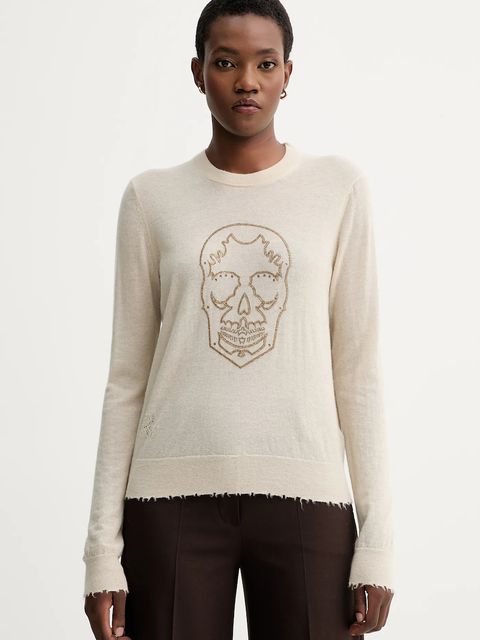 ZADIG&VOLTAIRE sweter kaszmirowy damski kolor beżowy lekki KWSW02805 - zdjęcie produktu nr 1