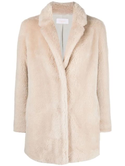 Yves Salomon shearling-trim single-breasted coat - Neutrals - zdjęcie produktu nr 1