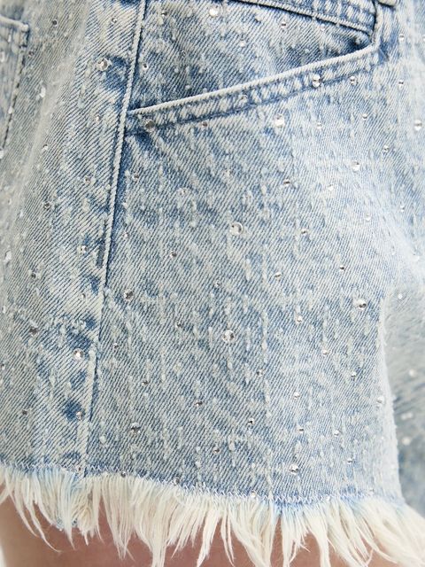 IRO szorty jeansowe damskie kolor niebieski z aplikacją high waist WP30DAPA