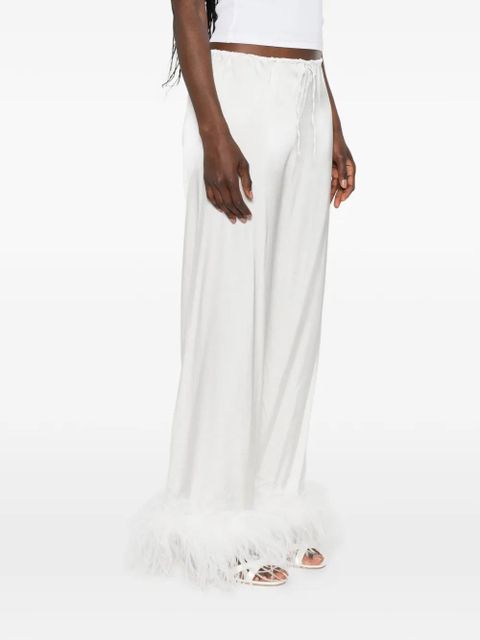 Oséree feather-trim drawstring trousers - White