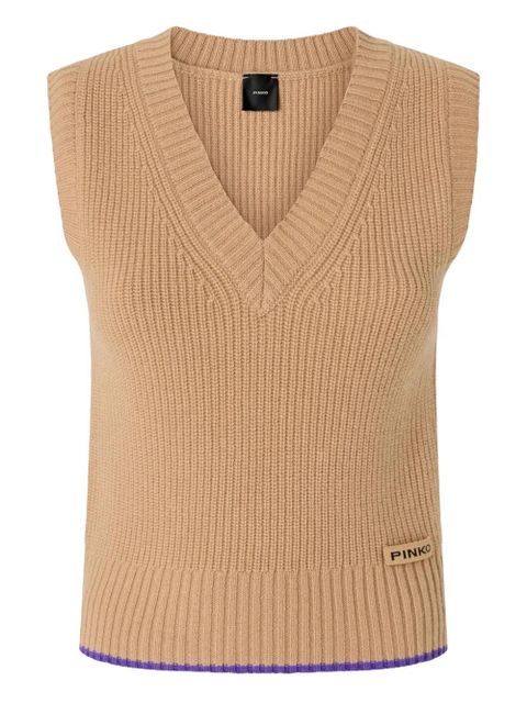 PINKO V-neck waistcoat - Brown - zdjęcie produktu nr 1