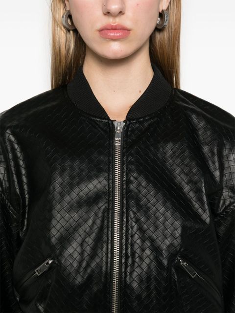 ROTATE BIRGER CHRISTENSEN braided cropped bomber jacket - Black