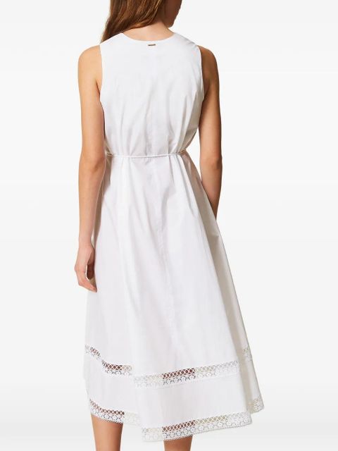 TWINSET lace-trimmed V-neck midi dress - White