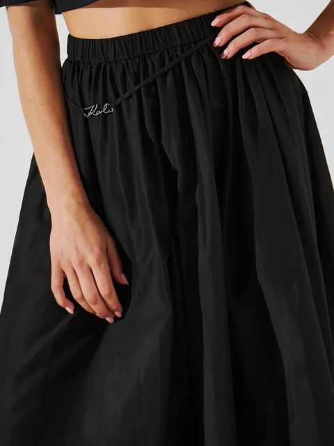 Karl Lagerfeld spódnica bawełniana kolor czarny maxi rozkloszowana A2W46043