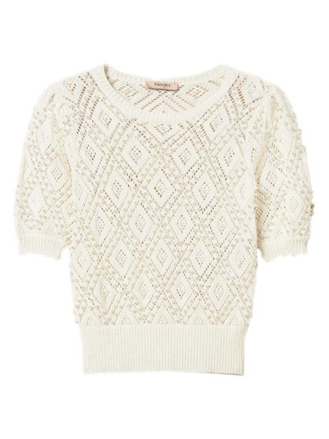 TWINSET diamond-pattern top - White - zdjęcie produktu nr 1
