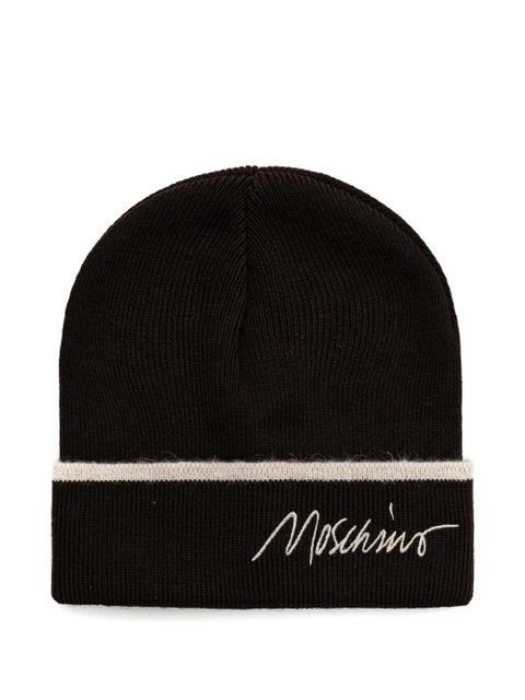 Moschino logo-embroidered beanie hat - Brown - zdjęcie produktu nr 1