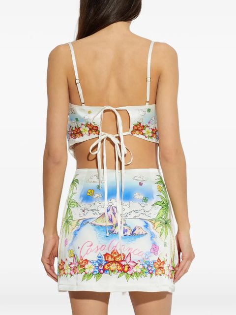 Casablanca Better Days graphic-print crop top - White