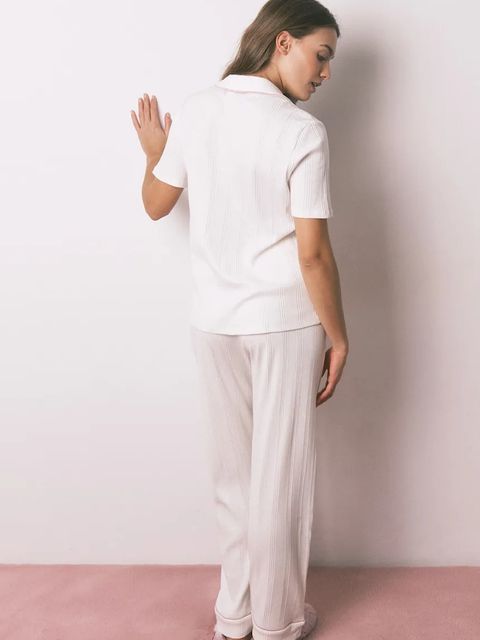 women'secret komplet piżamowy z bawełną damska kolor beżowy 3132250