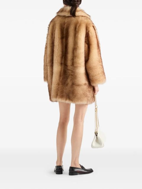 Prada shearling caban coat - Brown