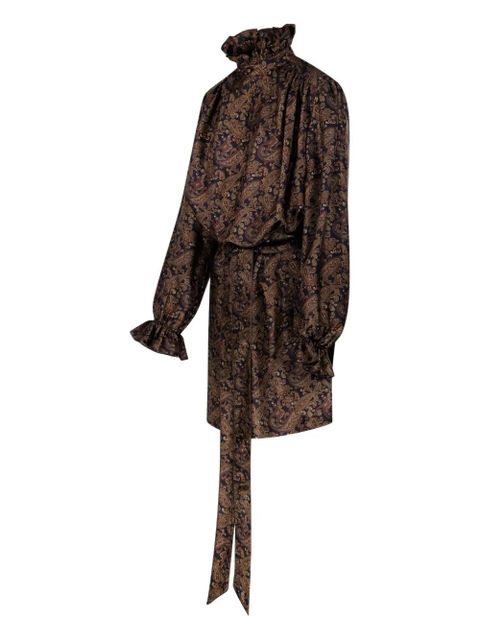 Saint Laurent paisley-print silk dress - Blue