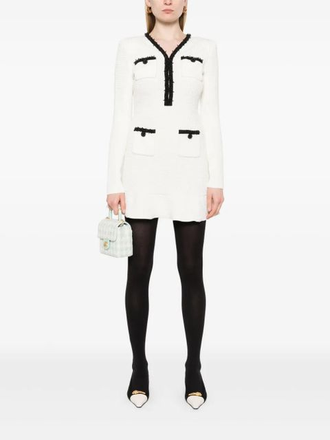 Self-Portrait knitted mini dress - White