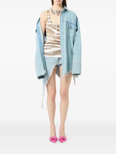 Blumarine asymmetric frayed denim skirt - Blue - zdjęcie produktu nr 2