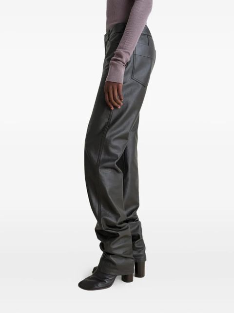 LEMAIRE Twisted five-pocket leather trousers - Black