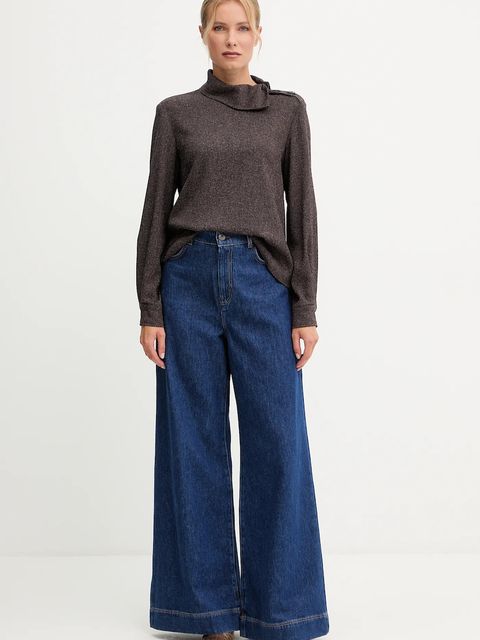 Patrizia Pepe bluzka damska kolor brązowy gładka 2C1657 A646 - zdjęcie produktu nr 2