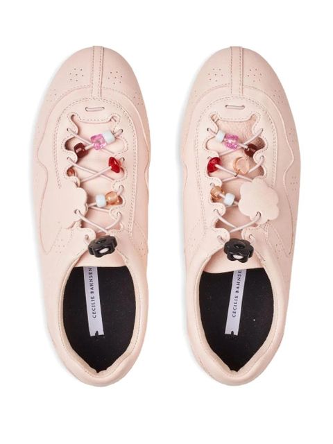 Cecilie Bahnsen Blaise flower-embellished leather sneakers - Pink