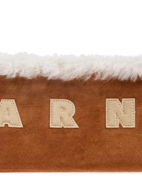 Marni faux-shearling appliqué shoulder - Brown