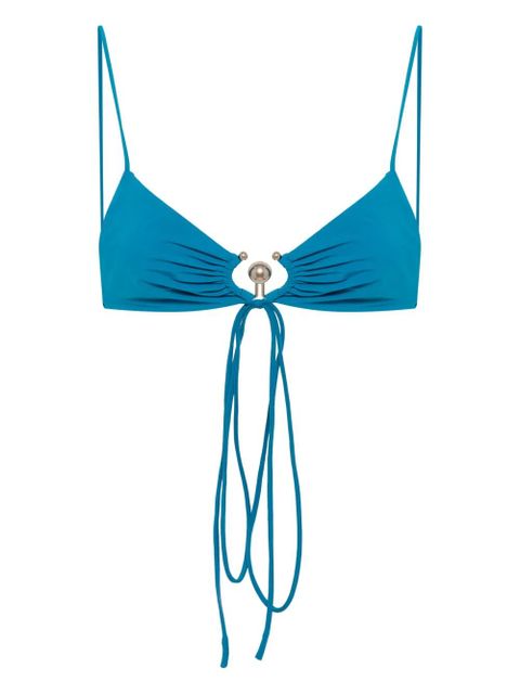 Christopher Esber ruched orbit triangle bikini top - Blue - zdjęcie produktu nr 1