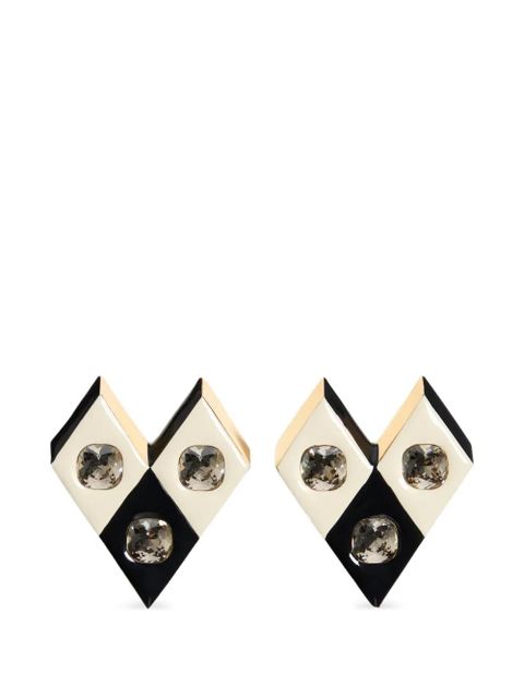 Valentino Garavani Losangettes metal, enamel and crystal earrings - Gold - zdjęcie produktu nr 1