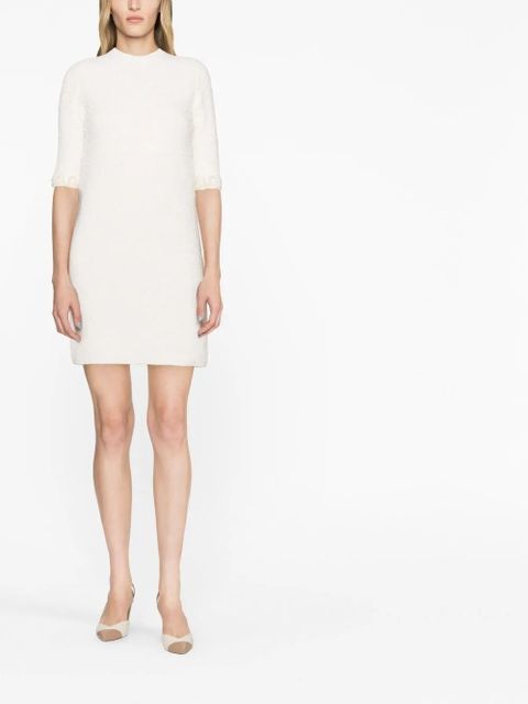 Lanvin floral-embroidered knitted tweed dress - White - zdjęcie produktu nr 2