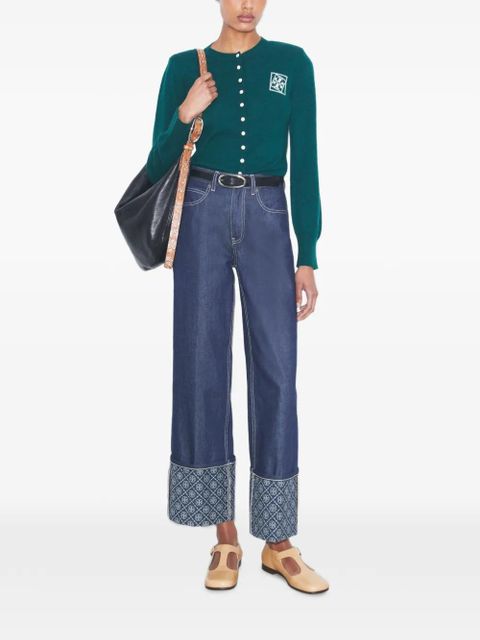 Tory Burch button emblem cardigan - Green