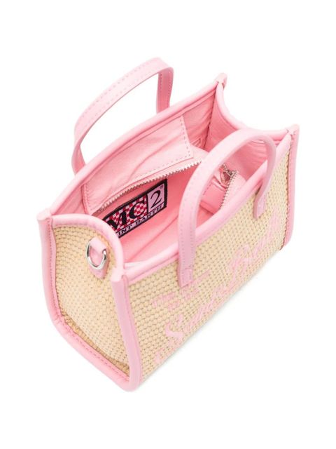 MC2 Saint Barth mini Vivian woven logo-embroidered tote bag - Neutrals