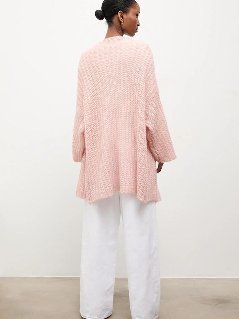 Answear.LAB kardigan z dodatkiem wełny damski kolor różowy lekki - zdjęcie produktu nr 2