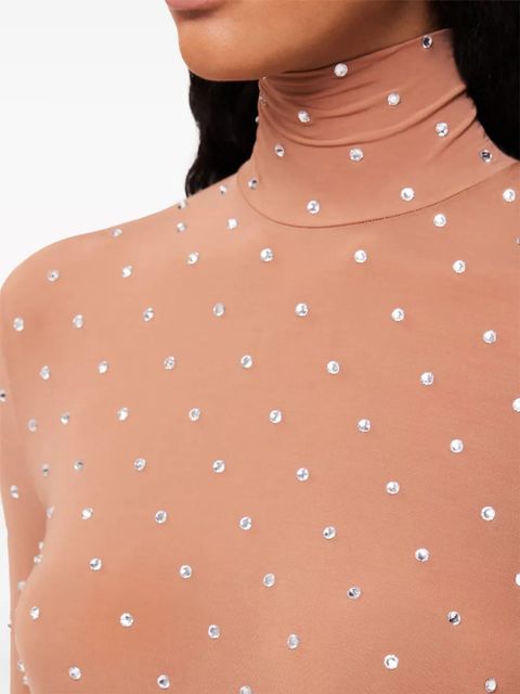 Rabanne crystal-embellished high-neck top - Neutrals