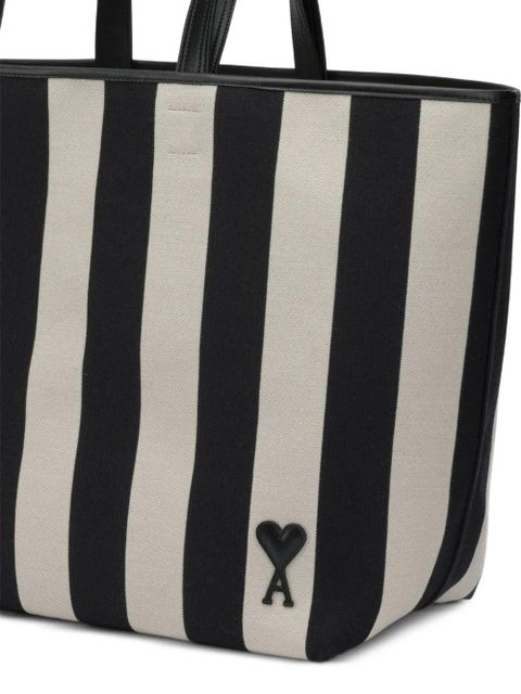 AMI Paris striped-pattern tote bag - Black