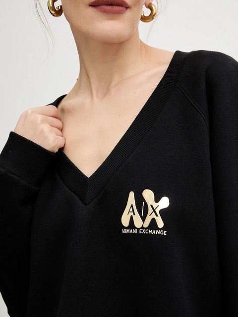 Armani Exchange bluza bawełniana damska kolor czarny z nadrukiem XW001461 AF16192 - zdjęcie produktu nr 2