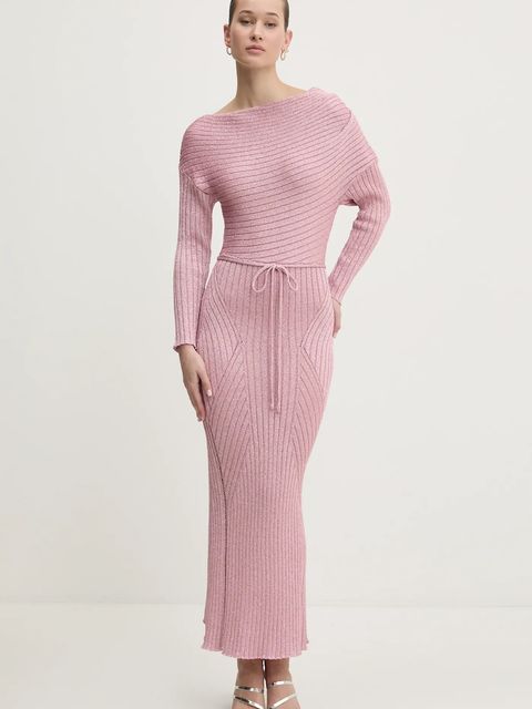 Never Fully Dressed sukienka kolor różowy maxi dopasowana NFDKN605 - zdjęcie produktu nr 1