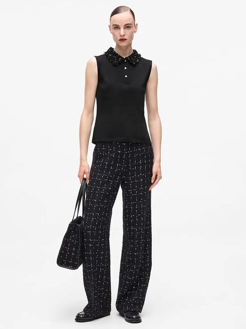 Karl Lagerfeld top z domieszką wełny kolor czarny A4W17038