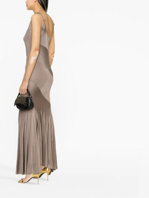 Blumarine asymmetric-design pleated maxi dress - Neutrals