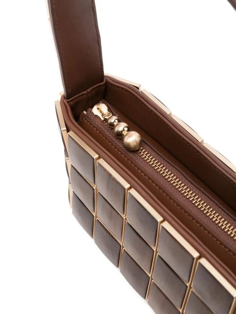 Cult Gaia Romy panelled-wood shoulder bag - Brown