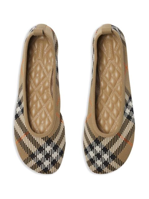 Burberry checkered knitted ballerina shoes - Neutrals