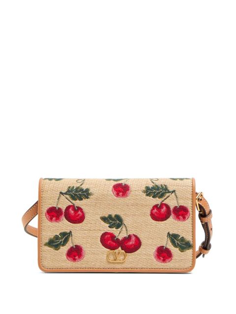 Valentino Garavani mini VLogo Signature Cherryfic-print shoulder bag - Neutrals