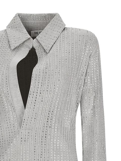 The Attico crystal-embellished collared mini dress - Grey