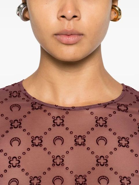 Marine Serre long-sleeve patterned mini dress - Purple