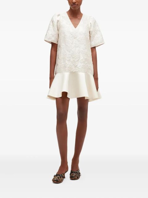 GANNI V-neck mini dress - Neutrals - zdjęcie produktu nr 2