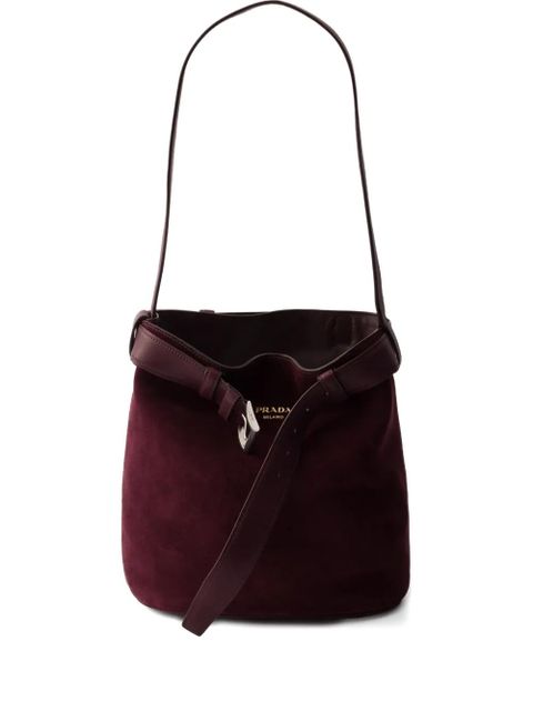 Prada small buckle-belted suede bag - Red - zdjęcie produktu nr 1