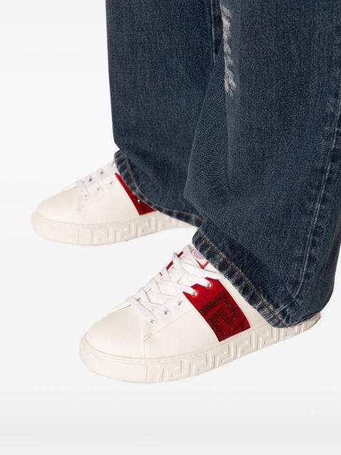 Versace Greca embellished sneakers - White