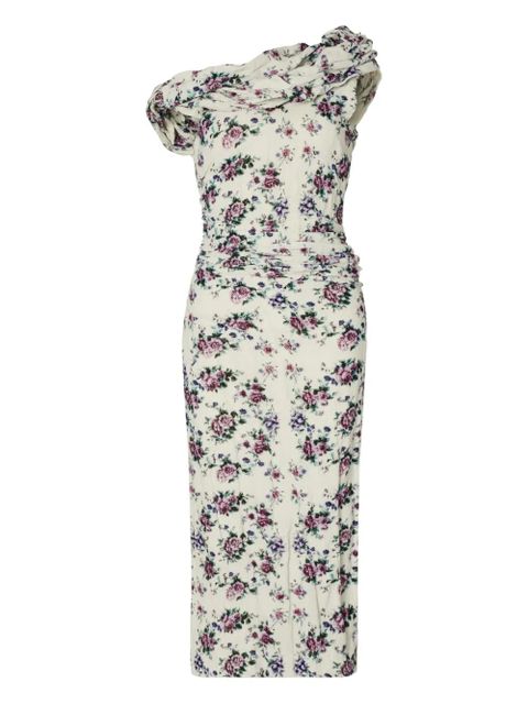 Tory Burch floral-print velvet midi dress - Neutrals - zdjęcie produktu nr 1